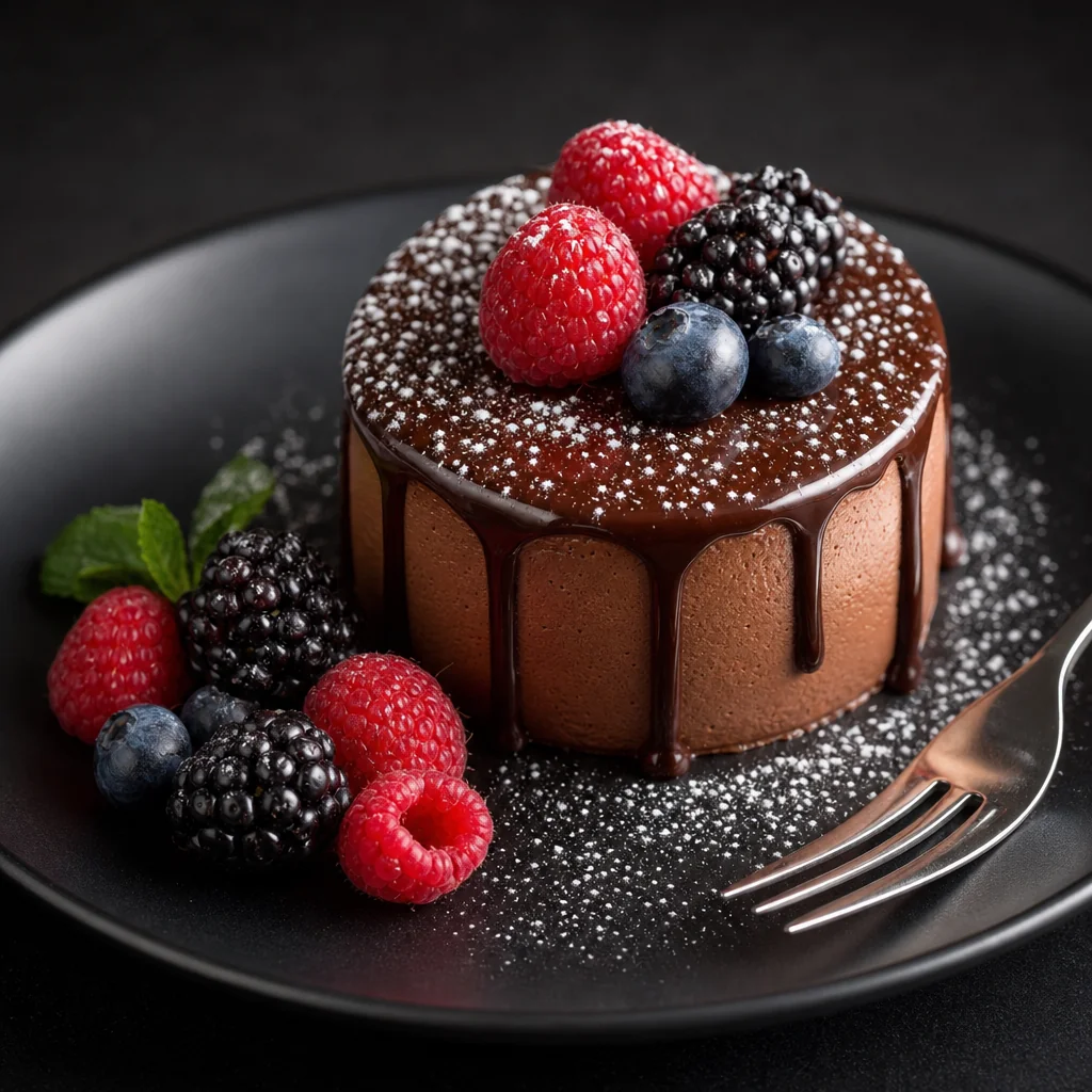 Pastry chef plating a modern dessert
