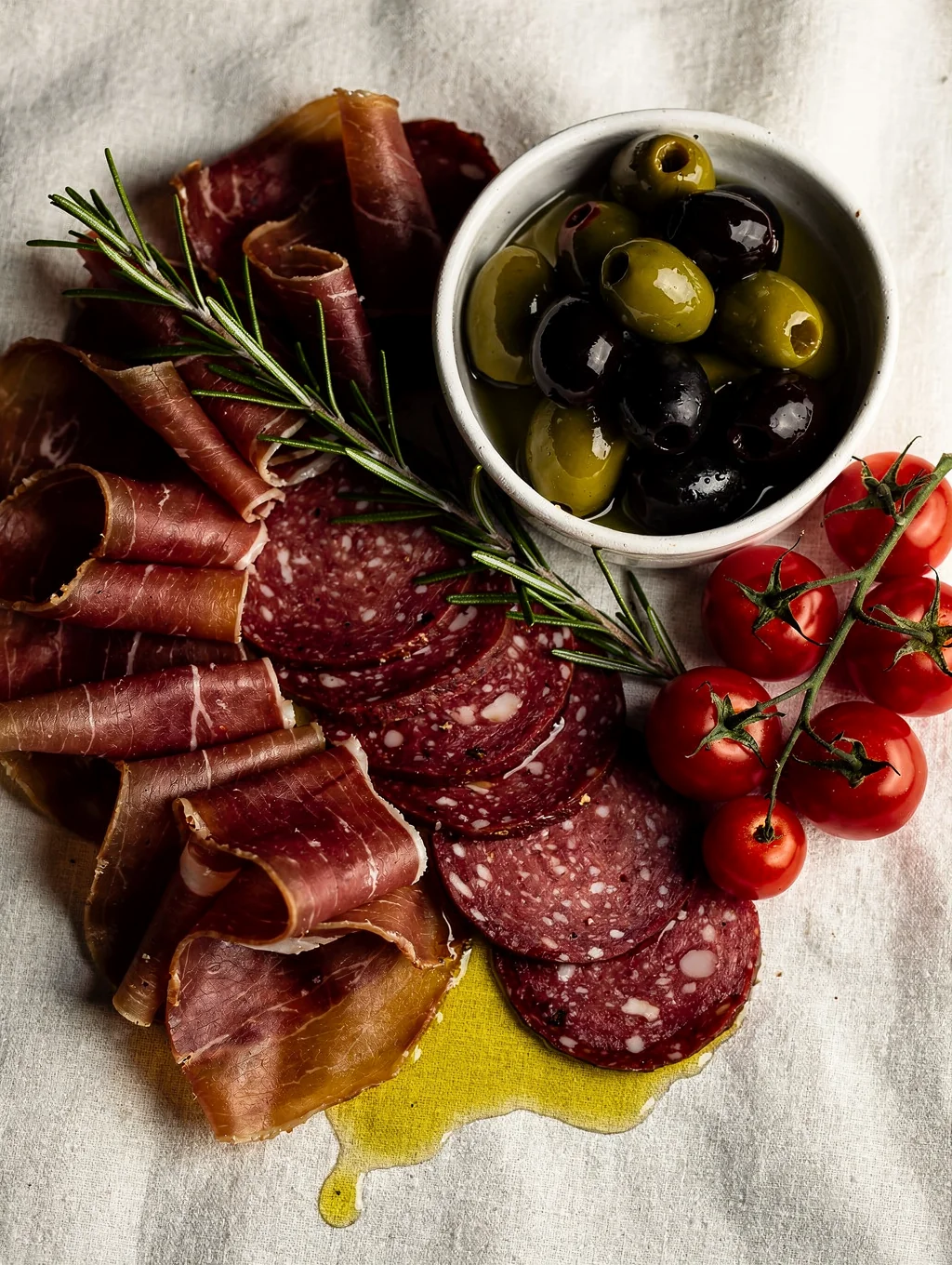 Meticulously arranged seasonal antipasti plate