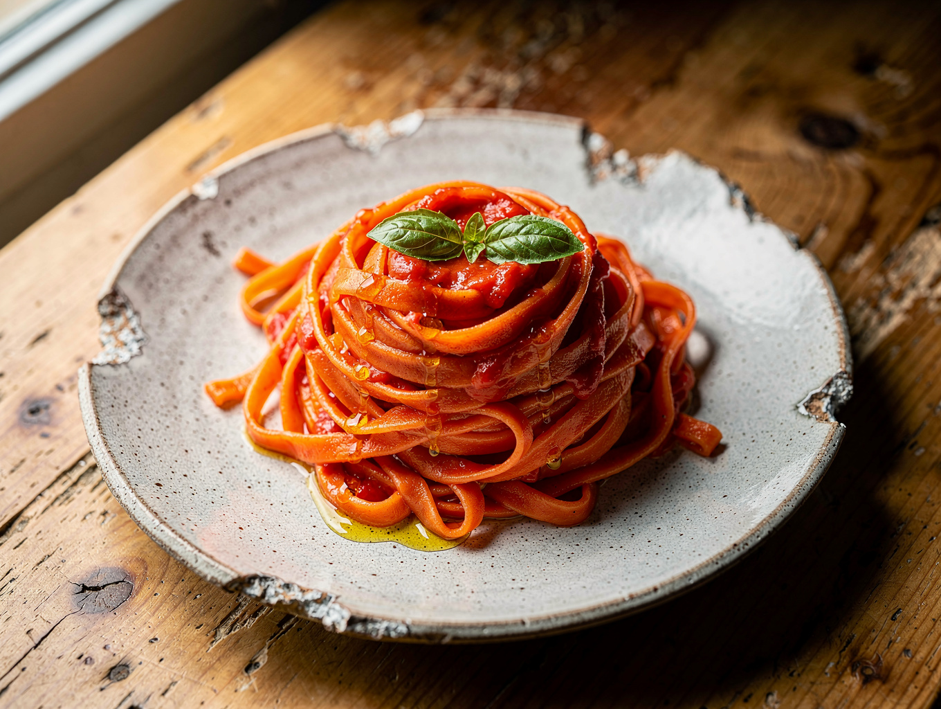 Hand-rolled pasta with seasonal garden herbs