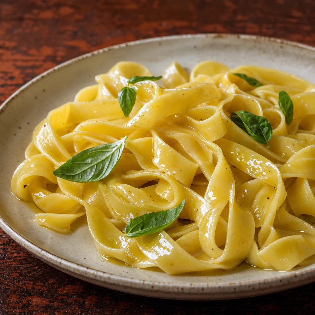Artisanal pasta dish on a ceramic plate